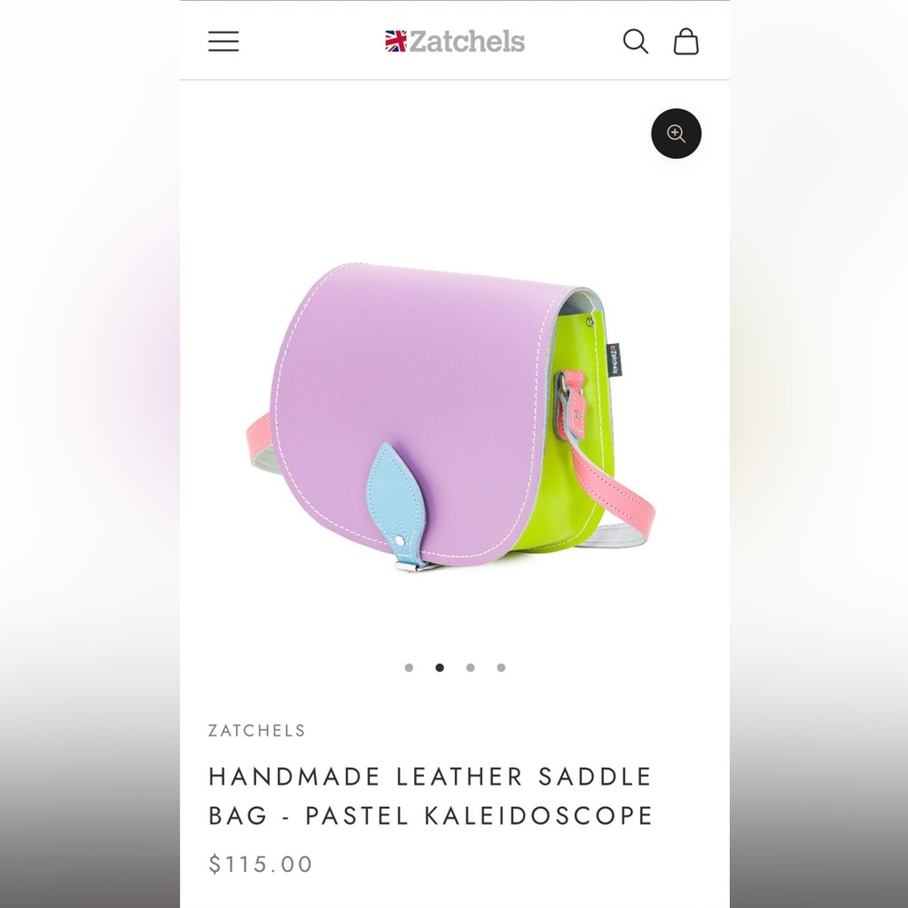 Zatchels Handmade Leather Saddle Bag- Pastel Kaleidoscope